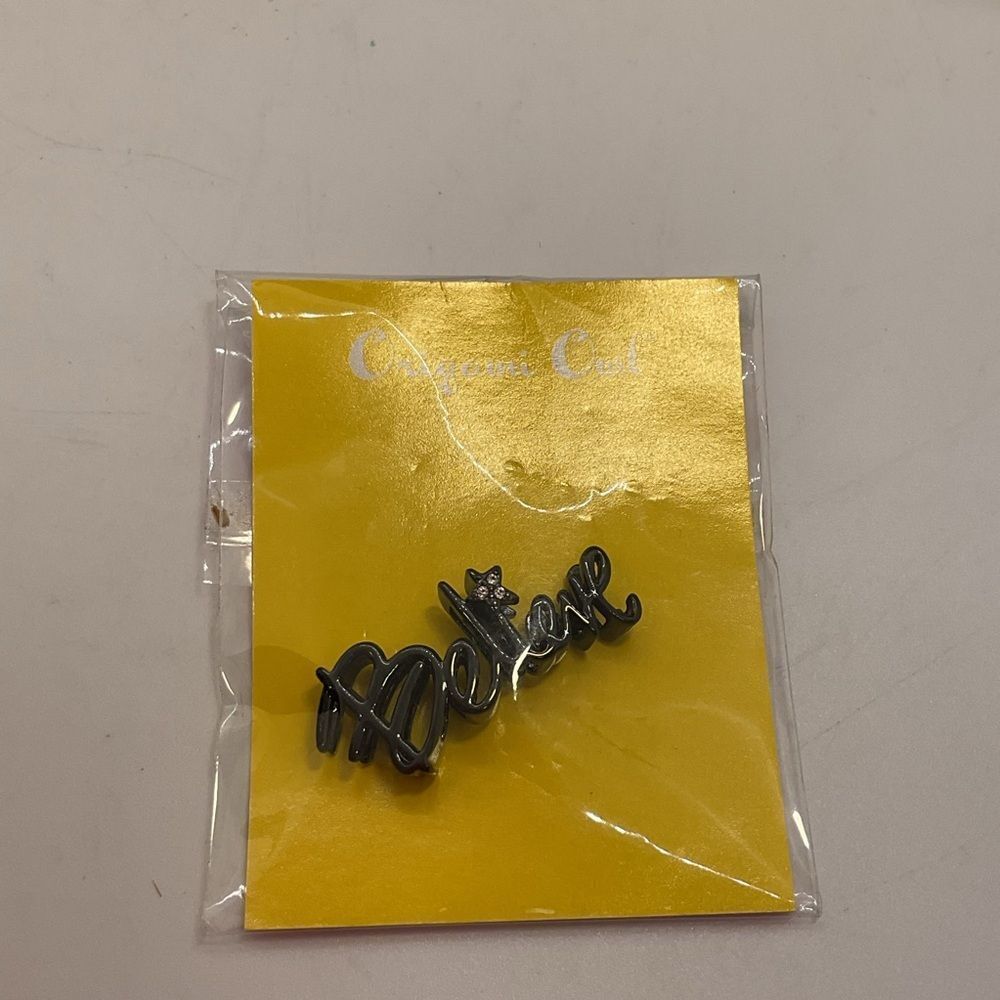 Origami Owl Gun Metal 'Believe' Bracelet Slider with Swarovski Crystal